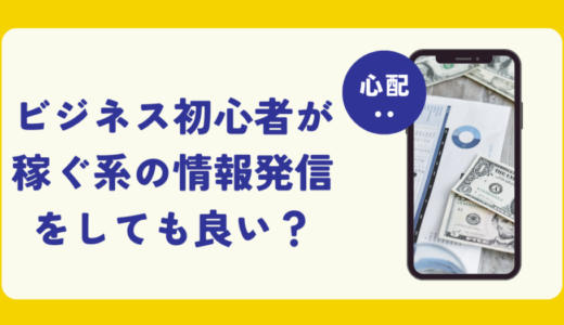 心配・・【ビジネス初心者が稼ぐ系の情報発信をしても良い？】